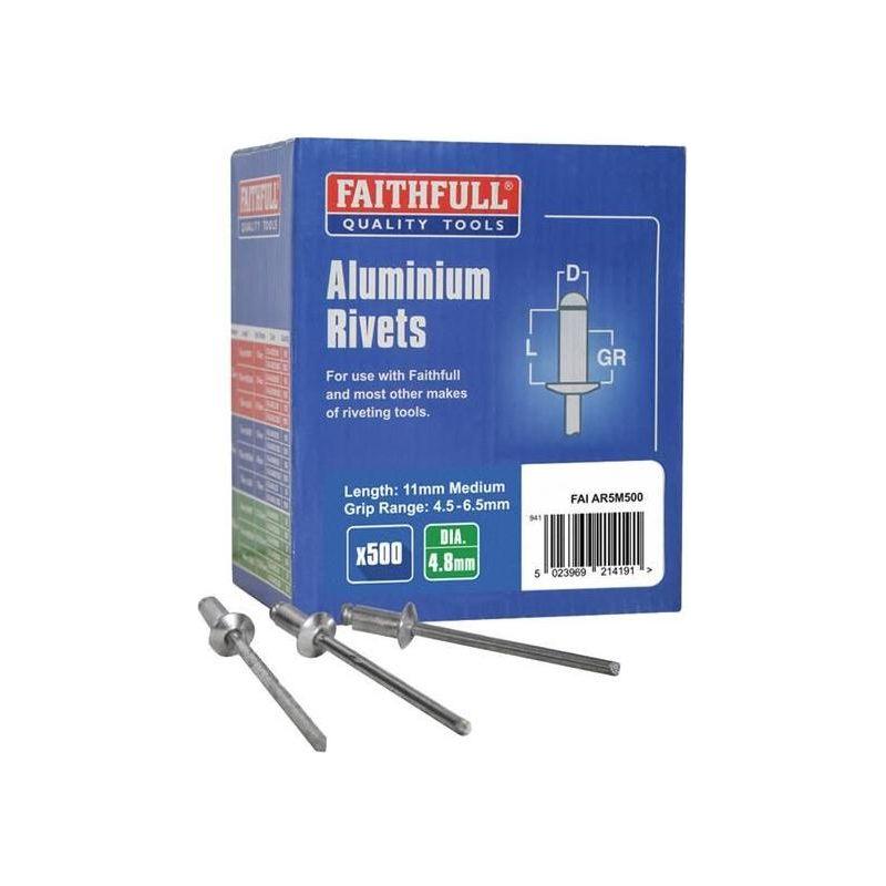 Faithfull Aluminium Rivets 4.8 x 11mm Medium Bulk Pack of 500 Faithfull - RockBottom Northampton