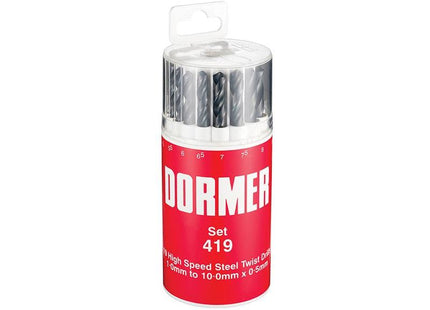 Dormer A191 No.419 Metric HSS Drill Set of 19 1.0-10.0 x 0.5mm Dormer - RockBottom Northampton