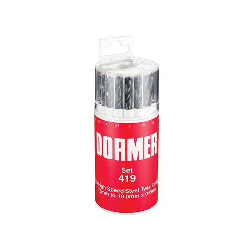 Dormer A191 No.419 Metric HSS Drill Set of 19 1.0-10.0 x 0.5mm Dormer - RockBottom Northampton