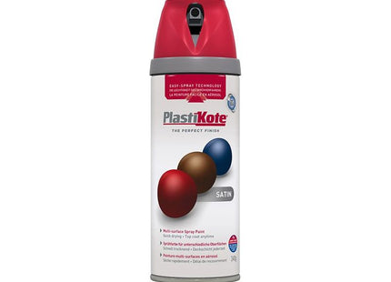Plastikote Twist & Spray Satin Real Red 400ml PlastiKote - RockBottom Nothampton
