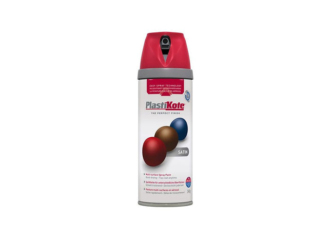 Plastikote Twist & Spray Satin Real Red 400ml PlastiKote - RockBottom Nothampton