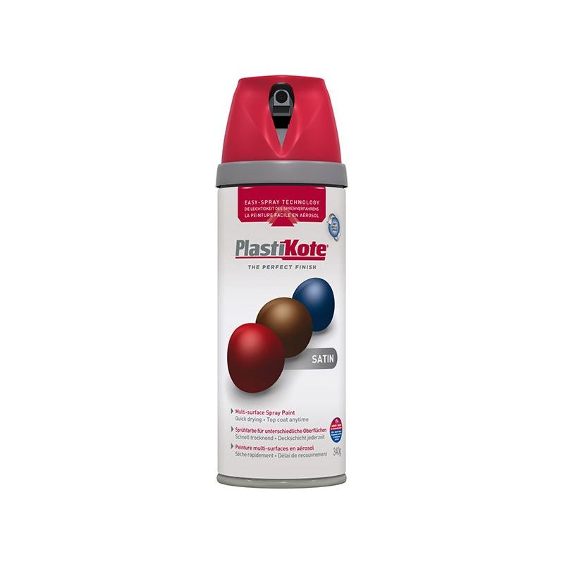 Plastikote Twist & Spray Satin Real Red 400ml PlastiKote - RockBottom Nothampton