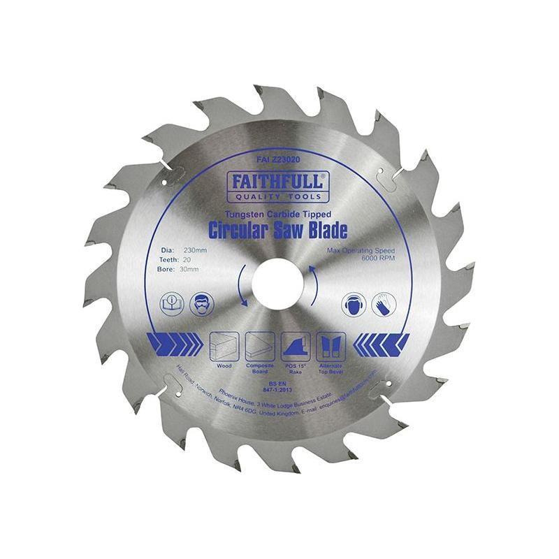 Faithfull TCT Circular Saw Blade 230 x 30mm x 20T POS Faithfull - RockBottom Northampton