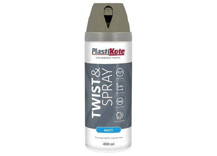 Plastikote Twist & Spray Matt 400ml Quartz Grey PlastiKote - RockBottom Nothampton