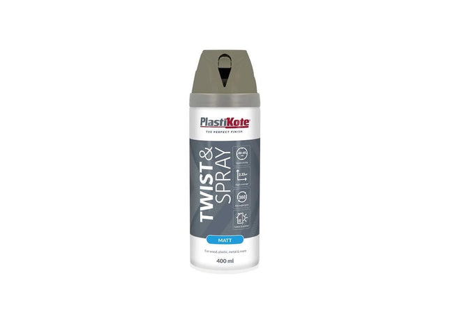 Plastikote Twist & Spray Matt 400ml Quartz Grey PlastiKote - RockBottom Nothampton