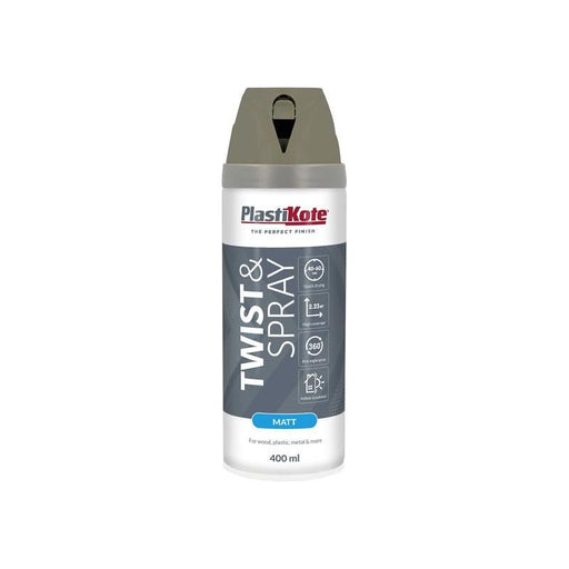 Plastikote Twist & Spray Matt 400ml Quartz Grey PlastiKote - RockBottom Nothampton