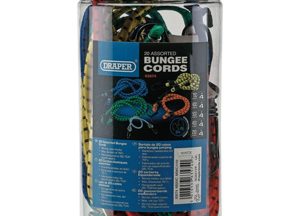 Draper Assorted Bungee Cords (Pack of 20) 63574 Draper - Town Tools 
