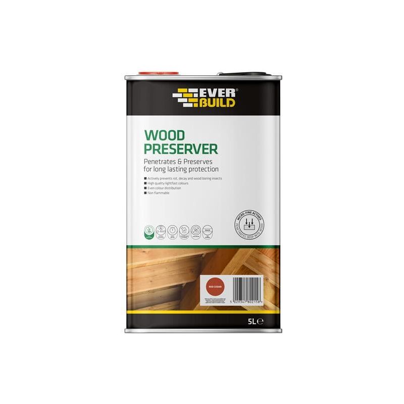 Everbuild Sika Wood Preserver Red Ceda 5 litre Everbuild Sika - RockBottom Northamptin
