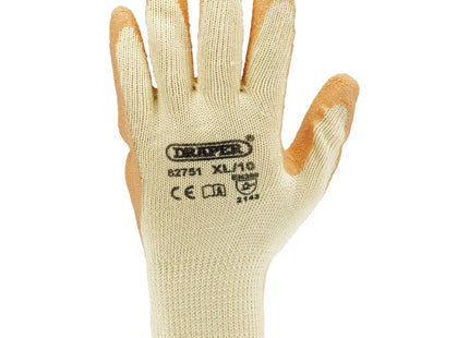 Draper Heavy Duty Latex Coated Work Gloves, Extra Large, Orange (Pack of 10) Draper - Town Tools 