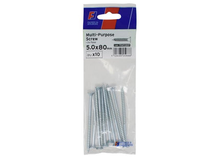 ForgeFix Multi-Purpose Pozi Screw CSK ST ZP 5.0 x 80mm ForgePack 10 ForgeFix - RockBottom Northampton