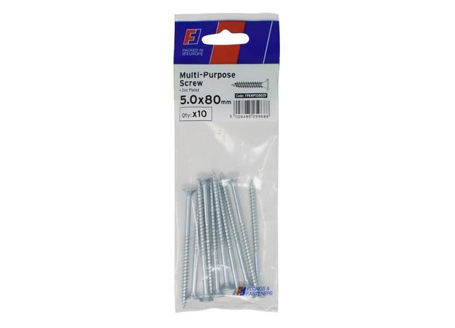 ForgeFix Multi-Purpose Pozi Screw CSK ST ZP 5.0 x 80mm ForgePack 10 ForgeFix - RockBottom Northampton