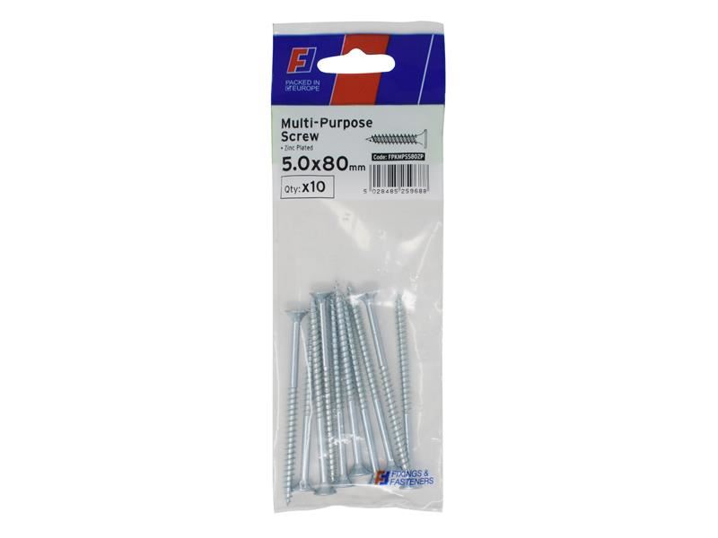 ForgeFix Multi-Purpose Pozi Screw CSK ST ZP 5.0 x 80mm ForgePack 10 ForgeFix - RockBottom Northampton
