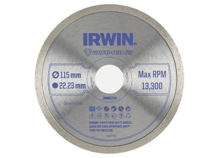 Irwin® Continuous Rim Diamond Blade 115 x 22.23mm IRWIN® - RockBottom Northampton