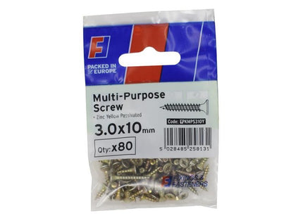 ForgeFix Multi-Purpose Pozi Screw CSK ST ZYP 3.0 x 10mm ForgePack 80 ForgeFix - RockBottom Northampton