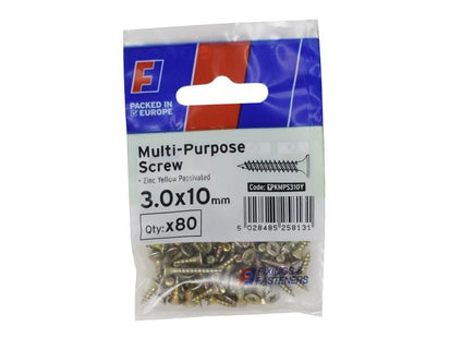 ForgeFix Multi-Purpose Pozi Screw CSK ST ZYP 3.0 x 10mm ForgePack 80 ForgeFix - RockBottom Northampton