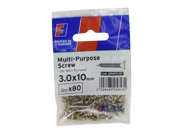 ForgeFix Multi-Purpose Pozi Screw CSK ST ZYP 3.0 x 10mm ForgePack 80 ForgeFix - RockBottom Northampton