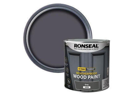 Ronseal 10 Year Weatherproof Wood Paint Grey Satin 2.5 litre Ronseal - RockBottom Nothampton