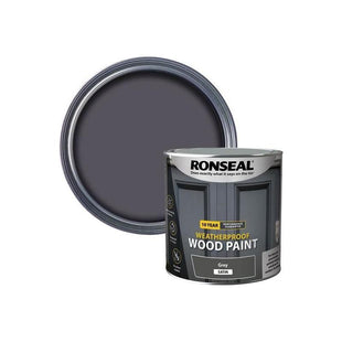 Ronseal 10 Year Weatherproof Wood Paint Grey Satin 2.5 litre Ronseal - RockBottom Nothampton