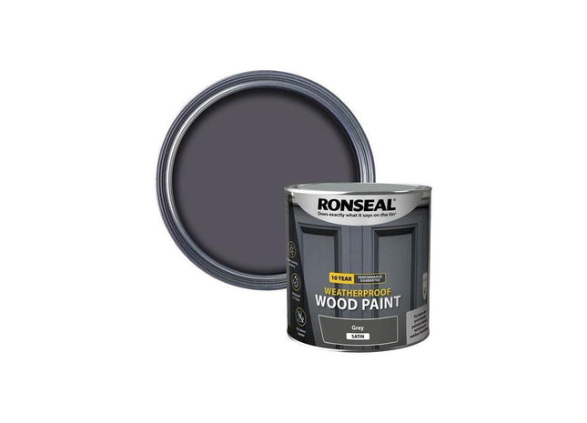 Ronseal 10 Year Weatherproof Wood Paint Grey Satin 2.5 litre Ronseal - RockBottom Nothampton
