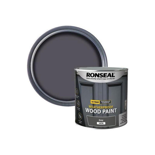 Ronseal 10 Year Weatherproof Wood Paint Grey Satin 2.5 litre Ronseal - RockBottom Nothampton