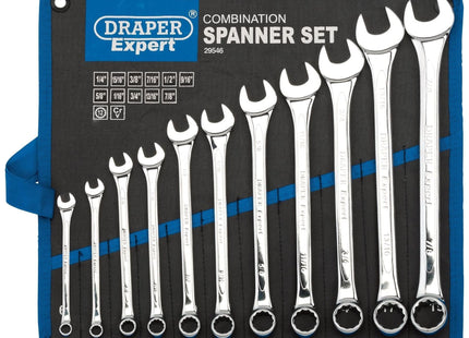 Draper Expert HI-TORQ Imperial Combination Spanner Set (11 Piece) Draper - Town Tools 