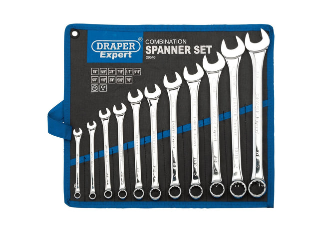 Draper Expert HI-TORQ Imperial Combination Spanner Set (11 Piece) Draper - Town Tools 