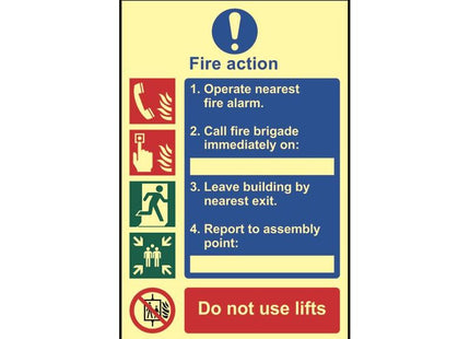 Scan Fire Action Procedure - Photoluminescent Sign 200 x 300mm Scan - RockBottom Nothampton