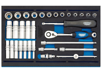 Draper Socket Set in 1/4 Drawer EVA Insert Tray, 1/4"(32 Piece) 63532 Draper - Town Tools 