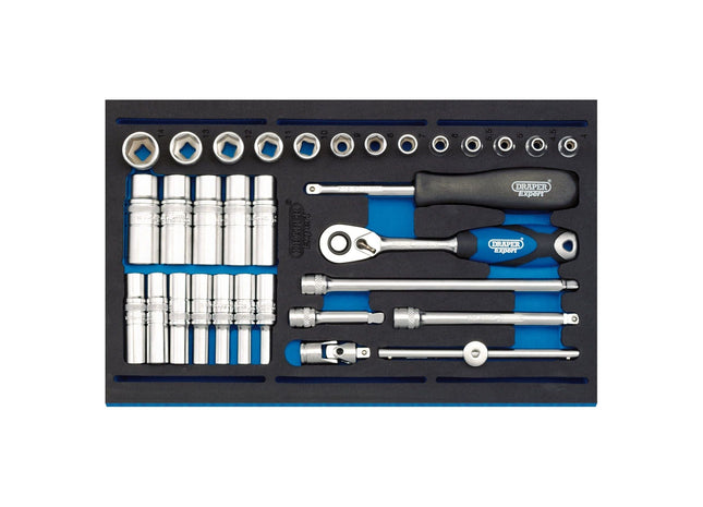 Draper Socket Set in 1/4 Drawer EVA Insert Tray, 1/4"(32 Piece) 63532 Draper - Town Tools 