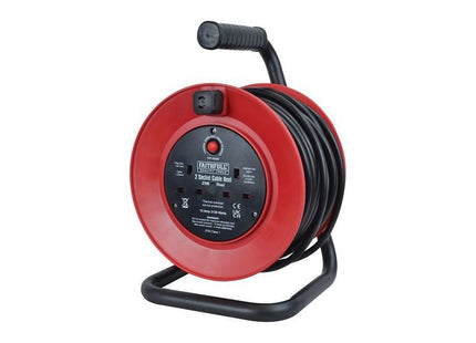 Faithfull Power Plus Open Drum Cable Reel 240V 13A 2-Socket 25m Faithfull Power Plus - RockBottom Northampton