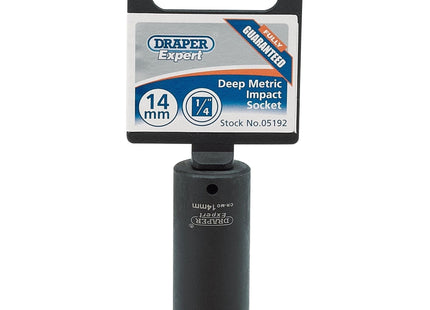 Draper Expert HI-TORQ 6 Point Deep Impact Socket, 1/4" Sq. Dr., 14mm Draper - Town Tools 