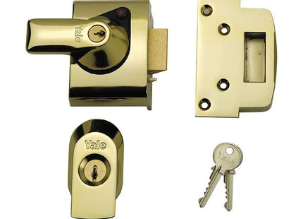 Yale Locks BS2 Nightlatch British Standard Lock 40mm Backset Brasslux Finish Visi Yale Locks - RockBottom Northampton