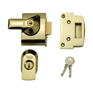 Yale Locks BS2 Nightlatch British Standard Lock 40mm Backset Brasslux Finish Visi Yale Locks - RockBottom Northampton