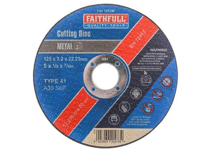 Faithfull Metal Cut Off Disc 125 x 3.2 x 22.23mm Faithfull - RockBottom Northampton