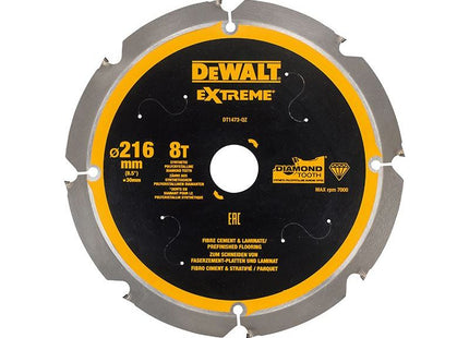 Dewalt Power Tools Extreme PCD Fibre Cement Saw Blade 216 x 30mm x 8T DeWALT Power Tools - RockBottom Northampton