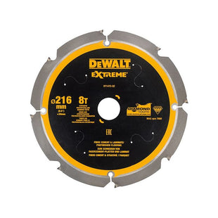 Dewalt Power Tools Extreme PCD Fibre Cement Saw Blade 216 x 30mm x 8T DeWALT Power Tools - RockBottom Northampton