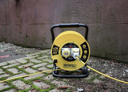 Faithfull Power Plus Open Cable Reel 110V 40m 16A 2 Socket (1.5mm Cable) Faithfull Power Plus - RockBottom Northampton