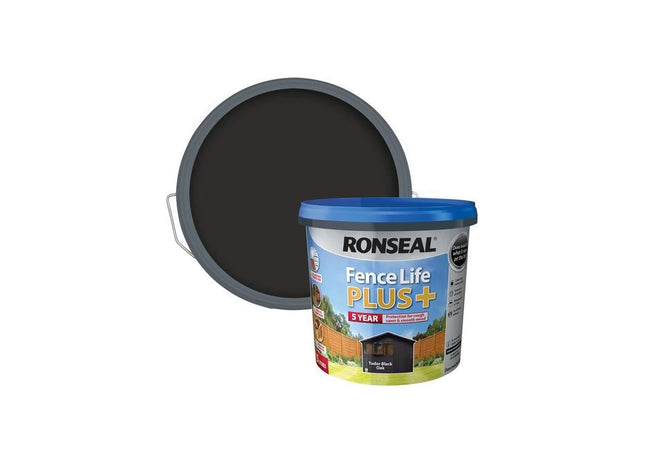 Ronseal Fence Life Plus+ Tudor Black Oak 5 litre Ronseal - RockBottom Nothampton
