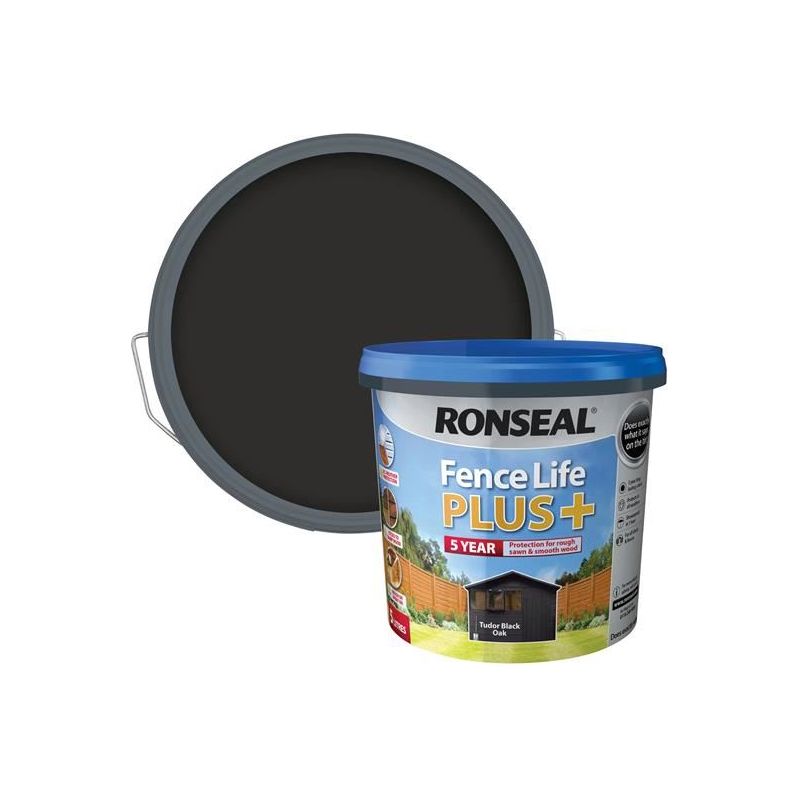Ronseal Fence Life Plus+ Tudor Black Oak 5 litre Ronseal - RockBottom Nothampton