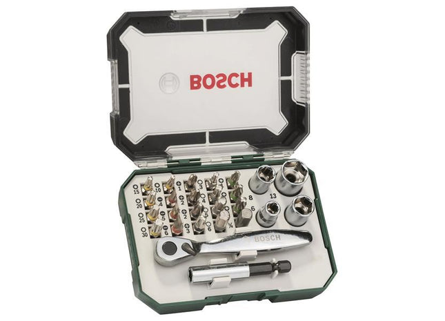 Bosch Powertool Accessories Screwdriver Bit and Ratchet Set, 26 Piece Bosch Powertool Accessories - RockBottom Northampton