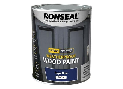 Ronseal 10 Year Weatherproof Wood Paint Royal Blue Satin 750ml Ronseal - RockBottom Nothampton