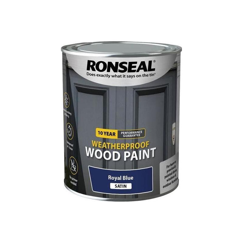 Ronseal 10 Year Weatherproof Wood Paint Royal Blue Satin 750ml Ronseal - RockBottom Nothampton