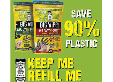 Big Wipes Heavy-Duty Pro+ Antiviral Wipes (Refill Pouch 80 Wipes) Big Wipes - RockBottom Northampton