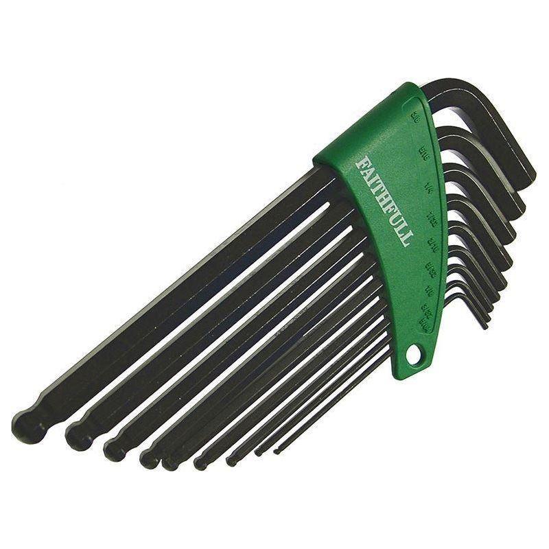 Faithfull Imperial Ball End Long Arm Hexagon Key Set, 9 Piece Faithfull - RockBottom Northampton