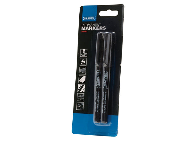 Draper Marker Pens, Black (Pack of 2) 20942 Draper - Town Tools 