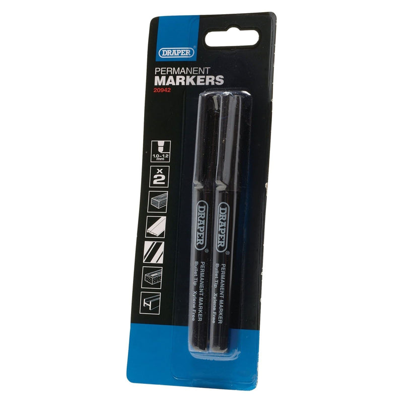 Draper Marker Pens, Black (Pack of 2) 20942 Draper - Town Tools 