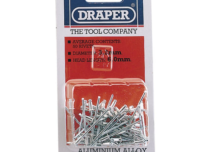Draper Blind Rivets, 3.2 x 5.2mm (50 Piece) 14007 Draper - Town Tools 