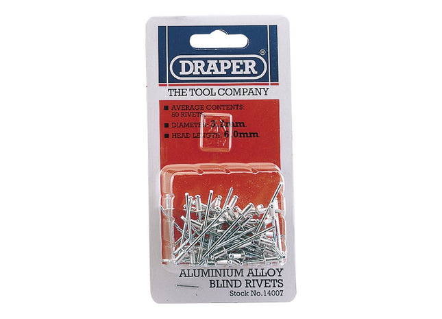 Draper Blind Rivets, 3.2 x 5.2mm (50 Piece) 14007 Draper - Town Tools 
