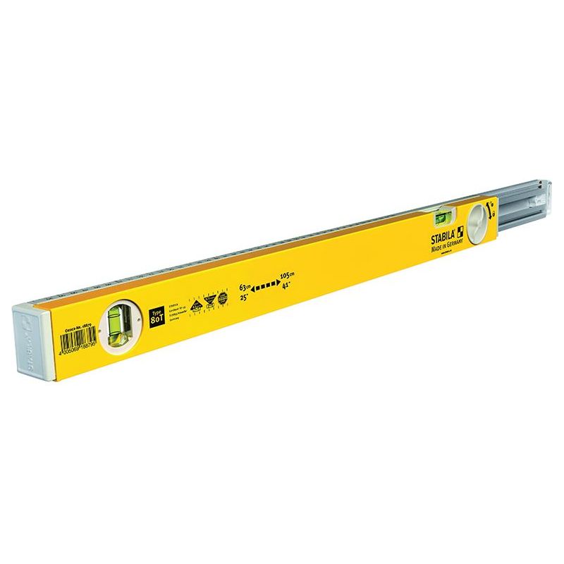 Stabila 80T Telescopic Spirit Level 2 Vials 63-105cm Stabila - RockBottom Nothampton