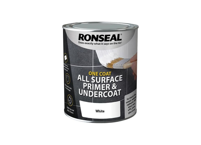 Ronseal One Coat All Surface Primer & Undercoat Interior White 750ml Ronseal - RockBottom Nothampton
